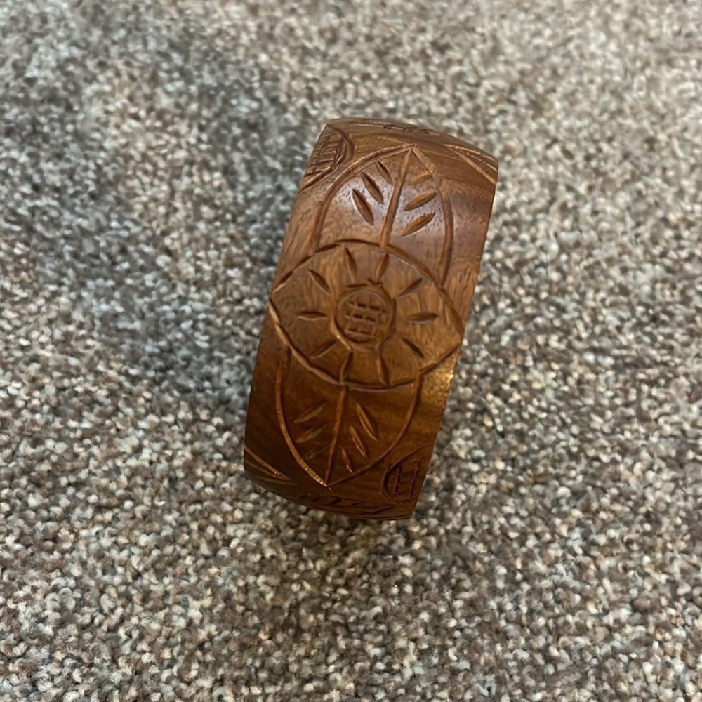 Wood Carved Boho Bracelet